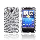 BLACK SILVER ZEBRA Bling Hard Plastic Case Cover For HTC Inspire 4G
