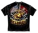 Marine Corps, USMC T-Shirt Double Flag Gold Globe Marine Corps Black