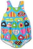 Flap Happy Groovy Hearts Classic Swim Bubble with Built in Swim Diaper, Blue/Multi, 6 Months
