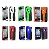 6 Pcs White Red Blue Green Purple Orange 3-PIECE HARD CASE COVER FOR APPLE IPHONE 4 4S