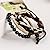 Belletas Unisex Strong Length Black Beads Decorated Multi-strand Fashion Leather Wrap Bracelet
