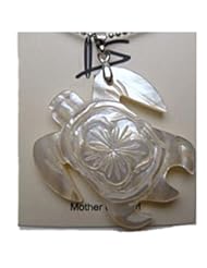 HAWAIIAN HONU MOP SHELL SEA TURTLE & PLUMERIA 18" NECKLACE