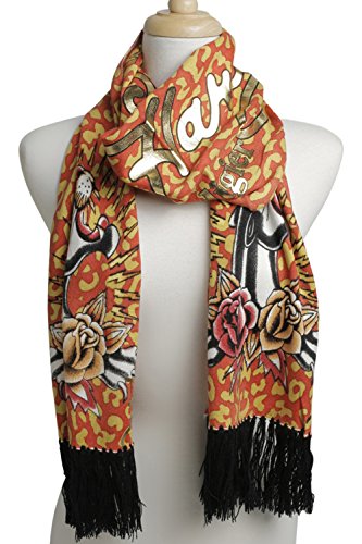 Ed Hardy Womens Panther Knit Scarf - Mustard