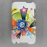 Premium Designer Hard Crystal Snap-on Case for Apple iPod Touch 2, 8GB, 32GB, 64GB - Cool White Rainbow Flower with Stars Floral Print