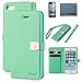 iPhone 5 Case,iPhone 5s Case, By Ailun,Wallet Case,PU Leather Case,Cut,Credit Card Holder,Flip Cover Skin,(Green),with Screen Protect and Styli Pen