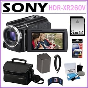 Sony HDR-XR260V HD Handycam 8.9 MP Camcorder with 30x Optical Zoom and 160GB HDD + 32GB SDHC + Sony Case + Replacement Battery Pack + Mini HDMI Cable + Accessory Kit
