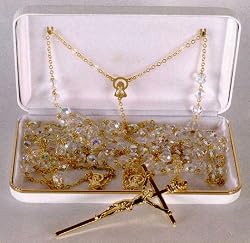 Wedding Lasso Rosary - Aurora Crystal Beads - Two Separate Loops