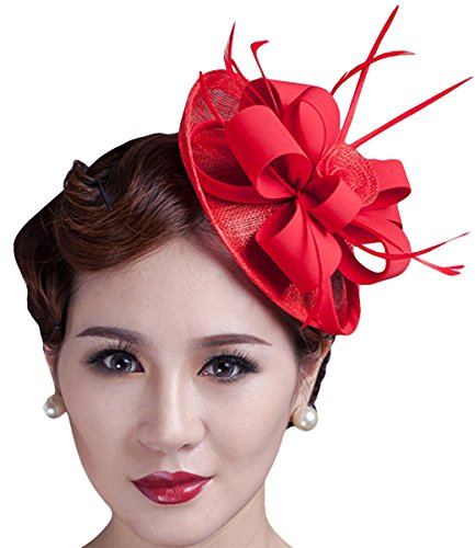 Lady Pillbox Hat Bridal Fascinator Wedding Feather Hair Clip Headwear