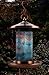 Premium Handcrafted Mosaic Glass Bird Feeder - Solar Powered = Glows at Night - Garden Birdfeeder for Outside - UPDATED 12/18 (Easy Fill, Bright Light) - Hanger Included - Hang on Pole or Near Window
