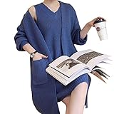 (マーシェル) Marshel マタニティ ワンピース カーディガン ニット アンサンブル セット おしゃれ 産前 産後 長く使える 妊婦服 ブルー