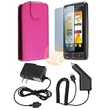 51404lmKQCL. SL160  Hot Pink Leather Case for LG Cookie KP500 + Rapid Car Charger + Travel Charger + Reusable Screen Protector