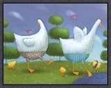 Like Ducks to Water Framed Canvas Art by Rob Scotten,10.8 in. x 8.6 in. Framed