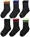 Gold Toe Big Boys' 6 Pack Athletic Crew Sock, Black Assorted, Large