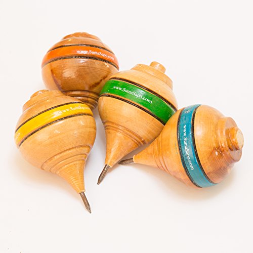 Peruvian Wooden Spinning Top (Trompo) Color Orange Epic Kids Toys