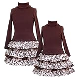 Size-4T RRE-56911F BROWN KNIT TO TIERED MESH and ANIMAL-PRINT DROP WAIST Girl Party Dress,F256911 Rare Editions TODDLERS