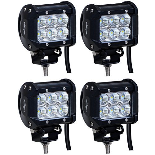 Nilight LED Light Bar 4PCS 4 Inch 18W LED Bar 1260lm Flood Led Off Road Driving Lights Led Fog Lights Jeep Lighting LED Work Light for Van Camper SUV ATV ,2 Years Warranty