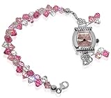 Made with Swarovski Elements® Pink and Clear Crystal .925 Sterling Silver Ladies Watch