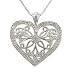 10K White Gold 1/7 CTTW Diamond Antique Heart Pendant, 18"