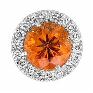18K White Gold Mandarin Garnet and Diamond Fashion Pendant