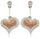 18k White and Rose Gold Pink and White Diamond Heart Drop Earrings (5/8 cttw)
