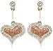 18k White and Rose Gold Pink and White Diamond Heart Drop Earrings (5/8 cttw)