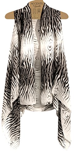 Accents by Lavello Sheer Designer Vest, Black/White Zebra Print