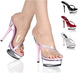 Pleaser Shoes WomenOs ALLURE-603, 5 1/2 Stiletto Heel Platform Slide W/Rhinestone