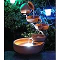 Solar Powered Terracotta Cascade Water Feature with LED Light and Battery