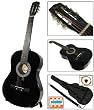 38 Inch Student Beginner Black Acoustic Guitar w/ Carrying Case & Accessories & Harmonica