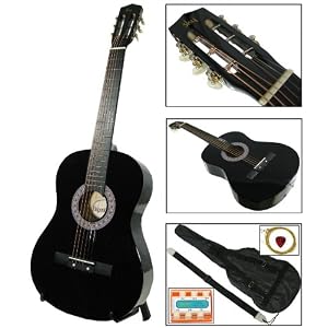 New Black Acoustic Guitar W/ Accessories Combo Kit Beginners