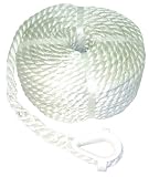 Invincible Marine 50-Foot Twisted Nylon Anchor Line, 3/8-Inches by 50-Feet, White