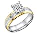 Women's Stainless Steel CZ Cubic Zirconia Promise Engagement Wedding Band Rings,Gold Edge