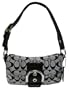Coach Soho Signature Flap Shoulder Handbag Purse 11860 Black White
