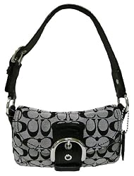 Coach Soho Signature Flap Shoulder Handbag Purse 11860 Black White
