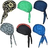 Cotton Bandanas / Dew Rag / Skull Cap / Cycling Cap /Beanie /Adjustable Hat/Head Scarf /Chemo Caps / Fits under Helmets. Perfect for Running, Motorcycling,Biking, Football,Pack of 6
