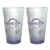 Milwaukee Brewers Retro Frosted Pint Glass (16-Ounce, Set of 2)