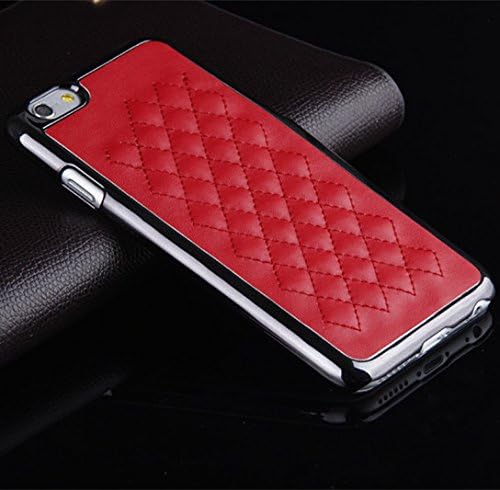iPhone 6 Case, [Elegant Series] Luxurious Quilted Pattern Lamb Skin Leather Chrome Case for Apple iPhone 6 4.7 inch (Red)