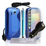Yousave Accessories TM HTC Explorer Zubeh�r Paket Blau S-Linie Silikon Gel Schutzh�lle Mit Griffel Stift Auto Ladeger�t Displayschutz Film Und Graues Micro Faser Poliertuchvon "Yousave"