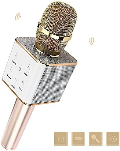 ESENDA Q7 Portable Bluetooth Wireless Karaoke Microphone KTV Handheld Condenser Microphone with Hi-Fi Speakers for Cellphones Pad Laptop PC support IOS Adroid system
