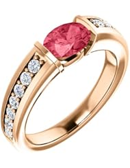 18K Rose Gold 7.00x5.00mm Oval Cut Pink Spinel and Diamond Ring -- LIFETIME WARRANTY