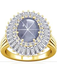 14K Yellow Gold Oval Cut Blue Sapphire Fana Designer Ring