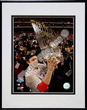 Buy Chase Utley with 2008 World Series Trophy Double Matted 8 x 10 Photograph in Black Anodized Alu by Photo File