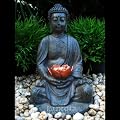 Solar Buddha Light Garden Statue Ornament Decoration Patio Pond Border Amber