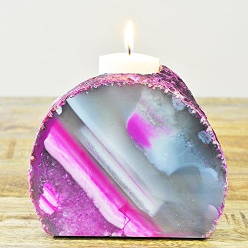 Pink Agate Candle Holder,yellow Tree Company Authentic Pink Agate Candle Holder, Better Than Himalayan Salt Candle Holders Amazing Agate Stone