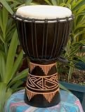 Black Line-Carved Djembe- 15-16 Tall x 8-9 Head