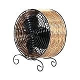 7 Natural Rattan Desktop Fan - Khaki - Round
