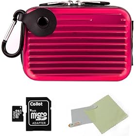 PINK Metallic Pascal Design Protective Cover Hard Shell Cube Carrying Case For Canon Power-Shot IXUS II ELPH SD100 IXY 30 ( PC1035 ) / IIs ELPH SD110 IXY 30a ( PC1085 ) / 30 ELPH SD200 IXY 40 ( PC1102 ) / 40 ELPH SD300 IXY 50 ( PC1101 ) / 50 ELPH SD400 IXY 55 ( PC1150 ) / A2300 Digital Point And Sho