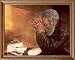 African American Black Man Praying At Dinner Table Daily Bread Religious Picture Oak Framed Art Prin