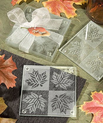Fall / Autumn Theme Glass Coaster Wedding Favors, 36
