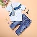 Efaster® 1Set Kids Baby Boys Short Sleeve T-Shirt Tops+Scarf+Trousers Clothes Outfits